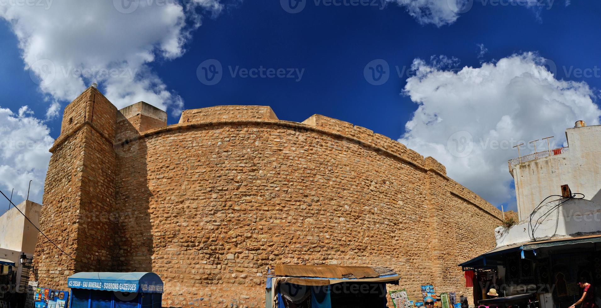 HAMMAMET, TUNISIA - OCT 2014 Wall of ancient Medina on October 6, 2014 in Hammamet, Tunisia photo