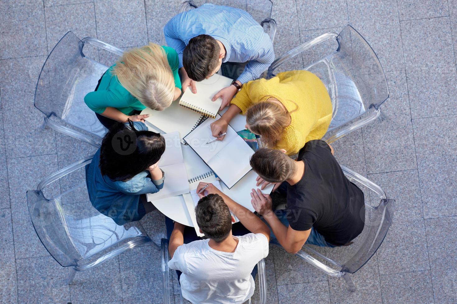 group of students  top view photo