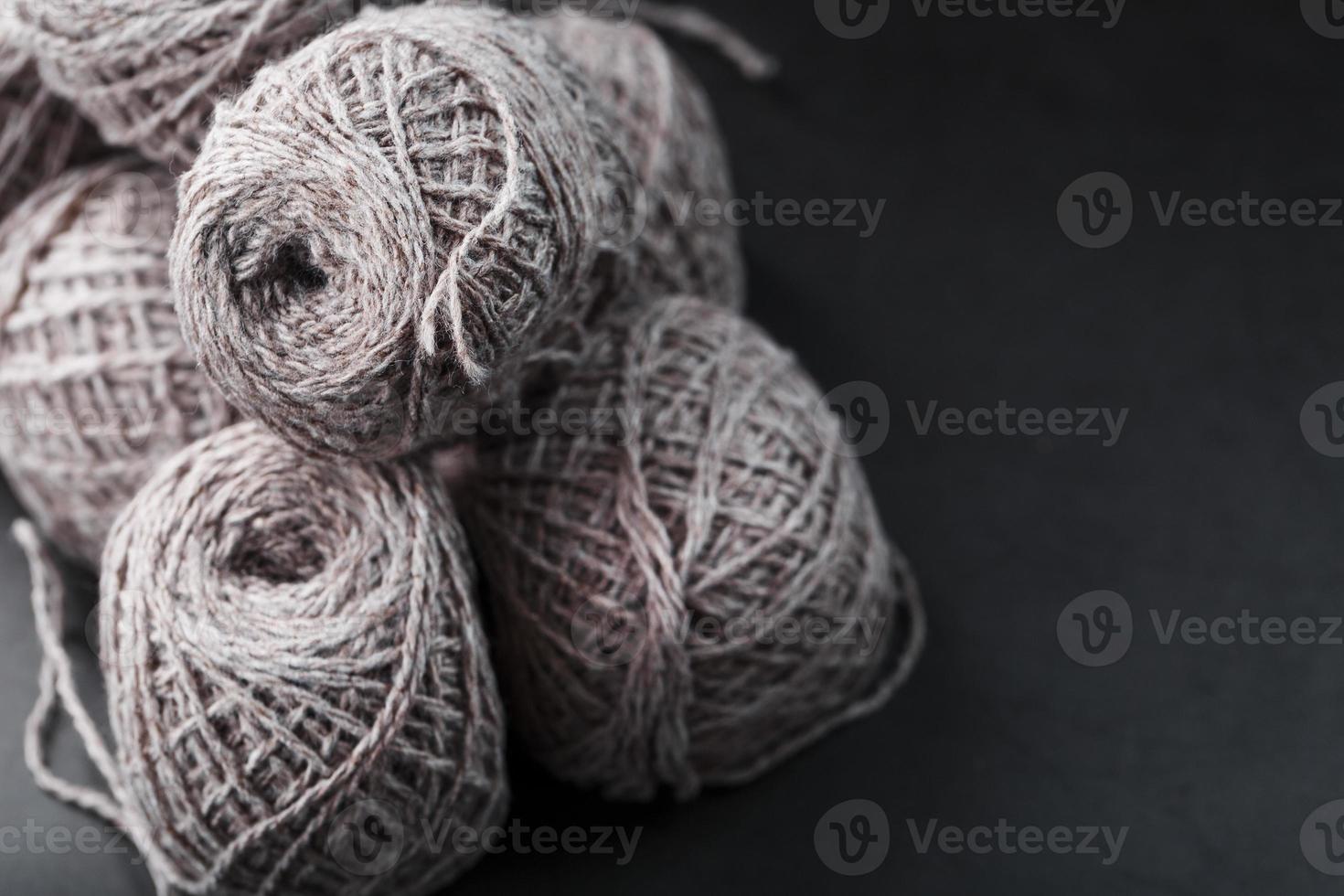 Light brown yarn made of natural sheep wool. photo