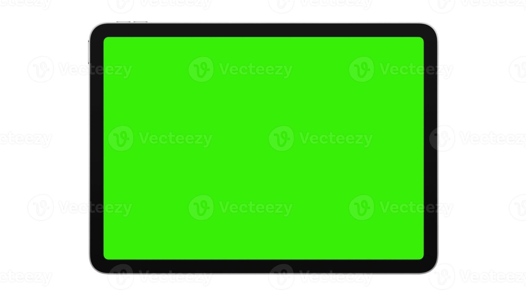 Tablet Computer with green screen isolated on white background. 3d illustration photo