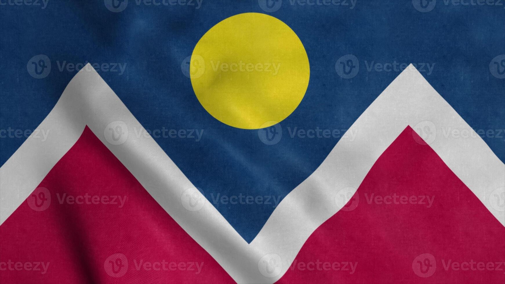 Denver city of Colorado flag waving in the wind. 3d illustration photo