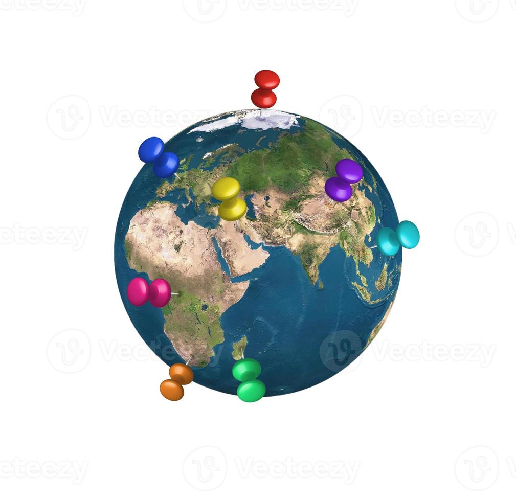 pins on Earth isolated photo
