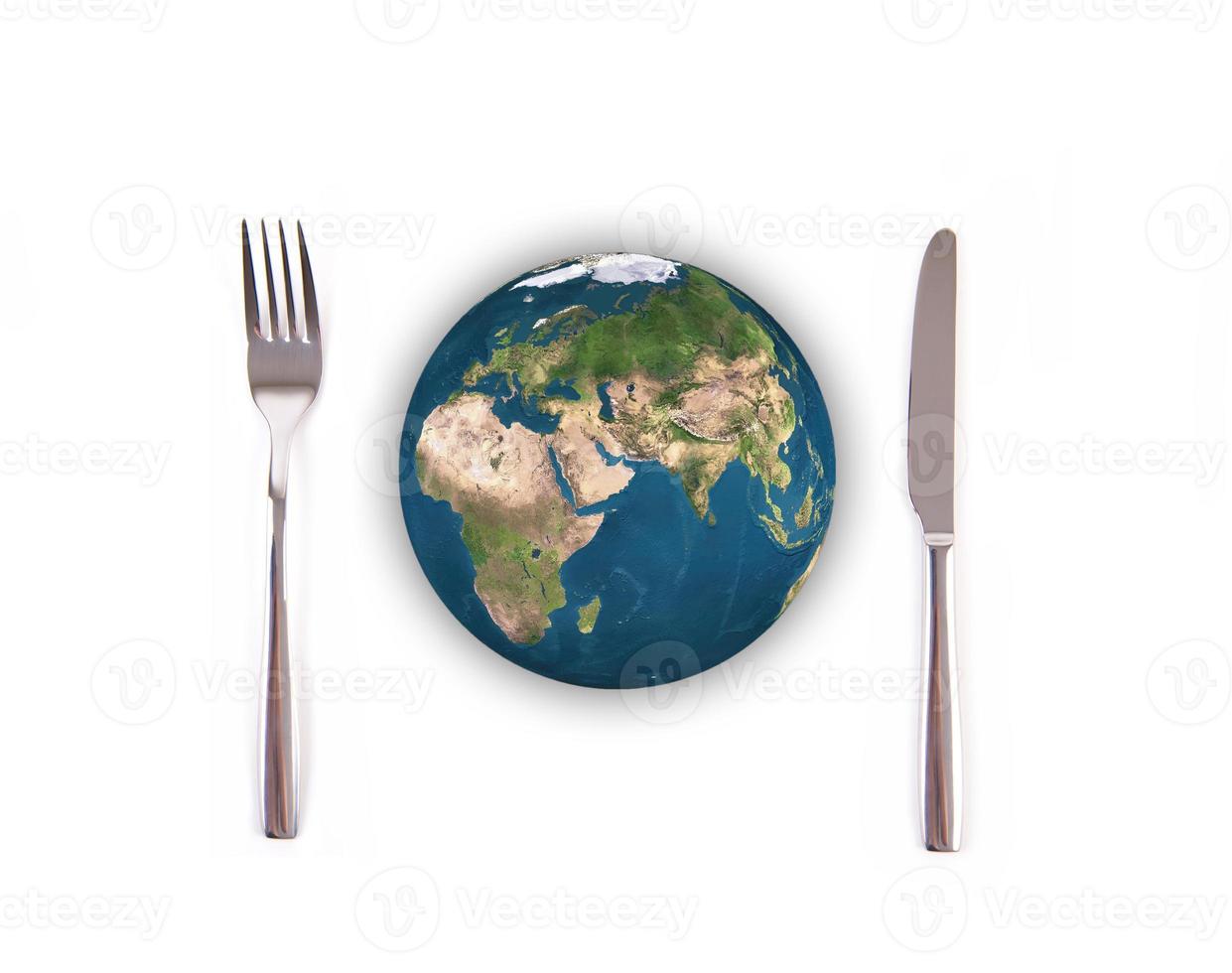 World globe ball with fork and knife, Elements of this image furnished by NASA photo