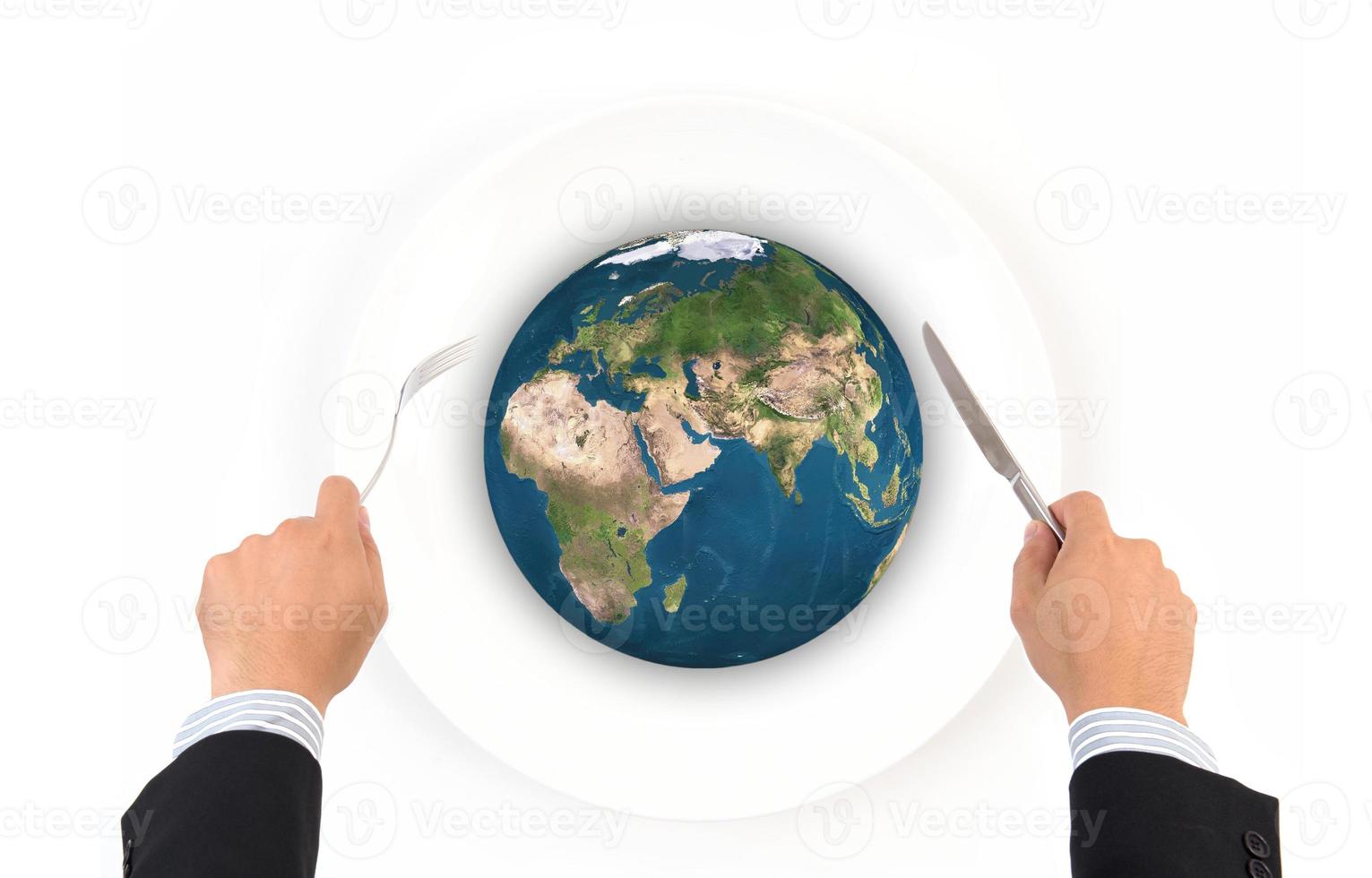 World globe ball with fork and knife, Elements of this image furnished by NASA photo