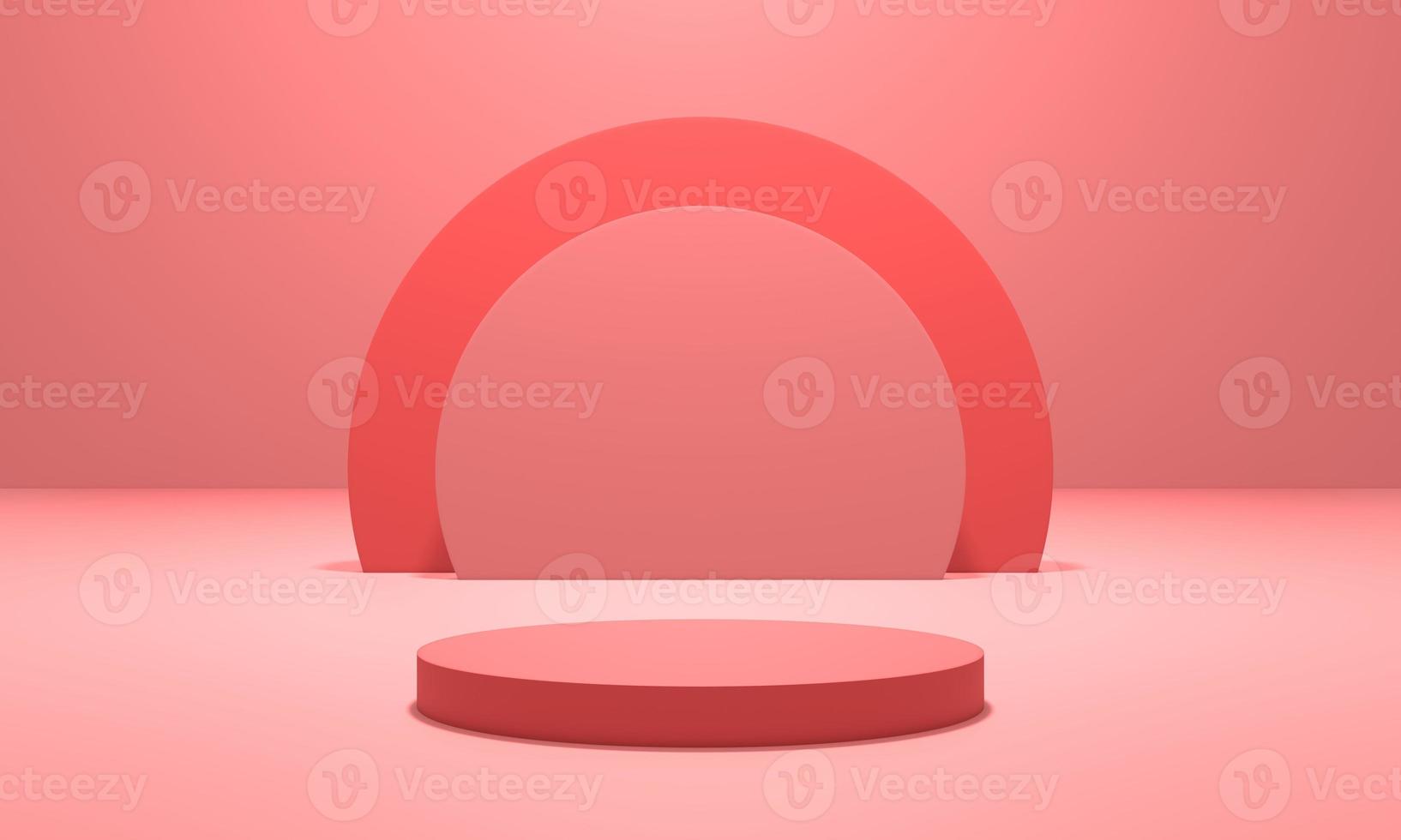 White neon light with podium pink scene 3d illustration rendering in pink background for flyer display products, design advertising and etc photo