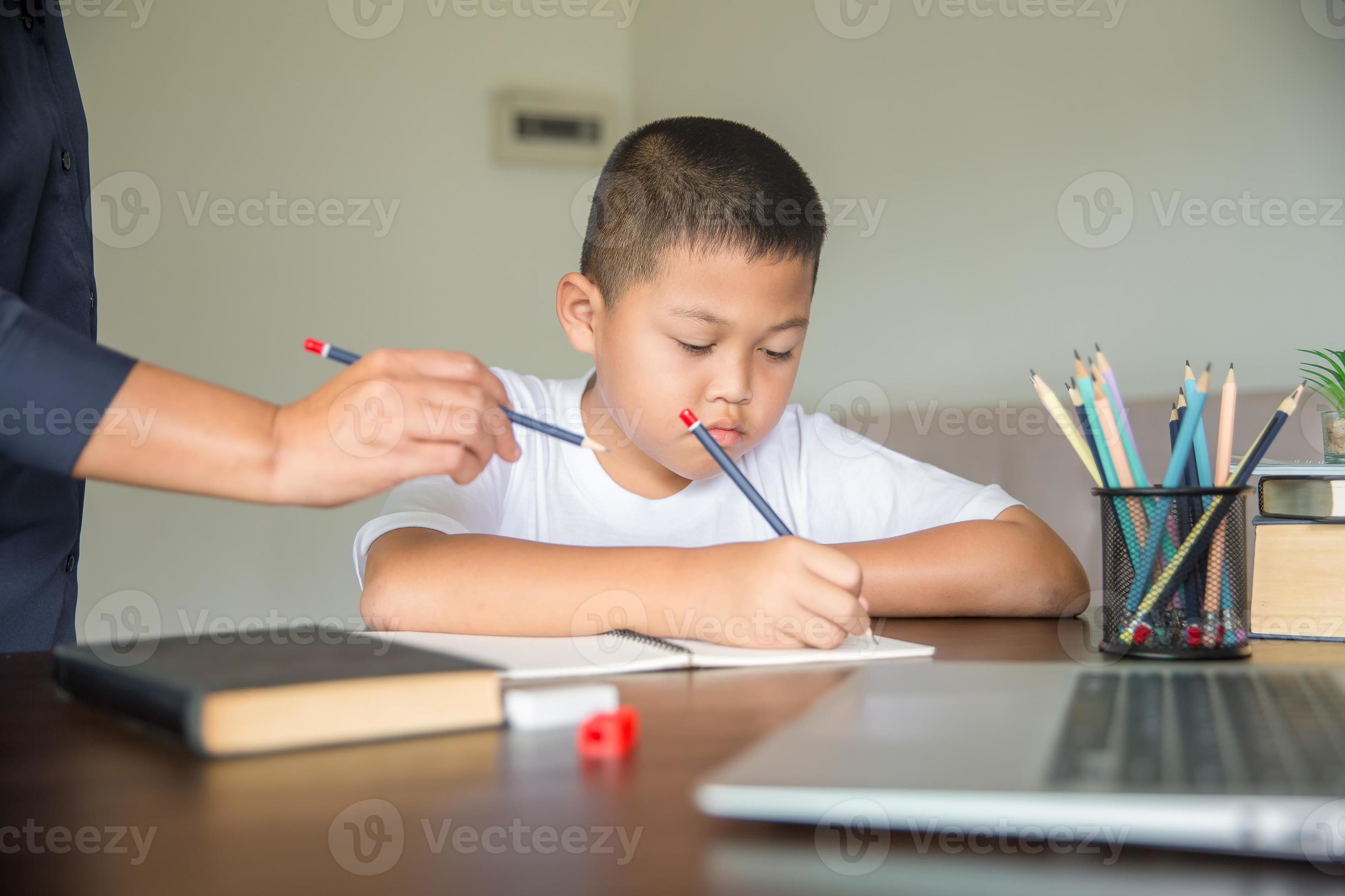 Young student distance learning virtual distance online class on video call virtual lesson with