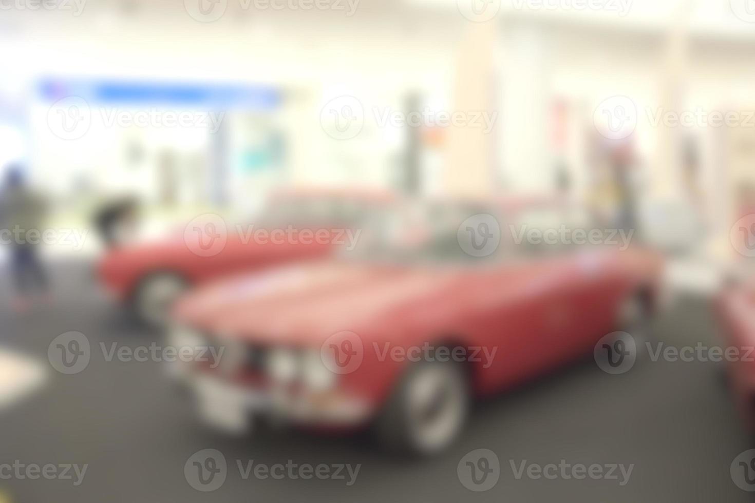 Vintage Car Show Room Blurry Background,Abstract Blurred Image photo