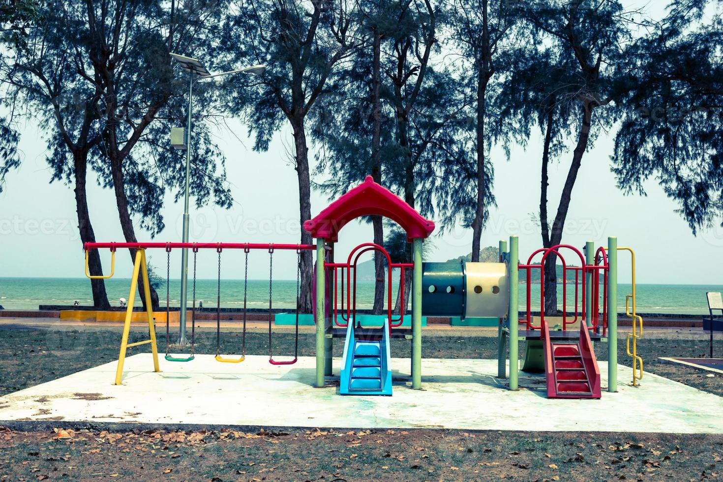 children playground on the beach,vintage effect style photo