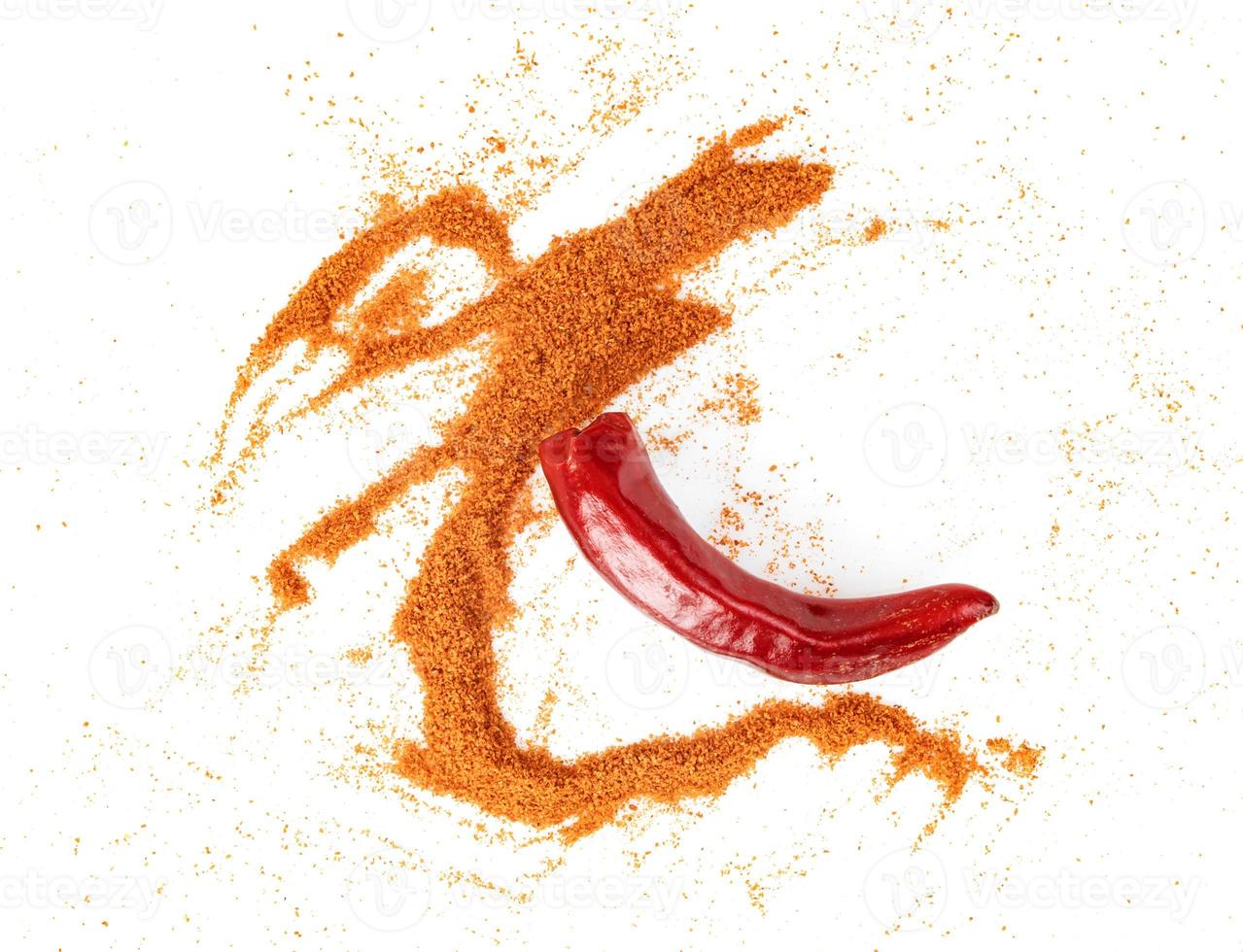 red ground paprika powdered or dry chili pepper isolated on white background photo