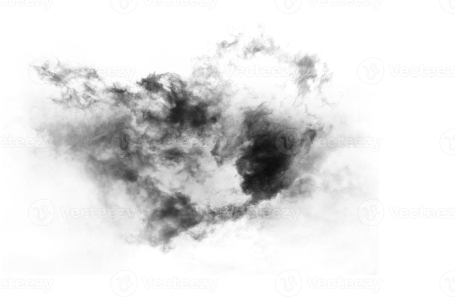 Humo texturizado,negro abstracto,aislado sobre fondo blanco. foto