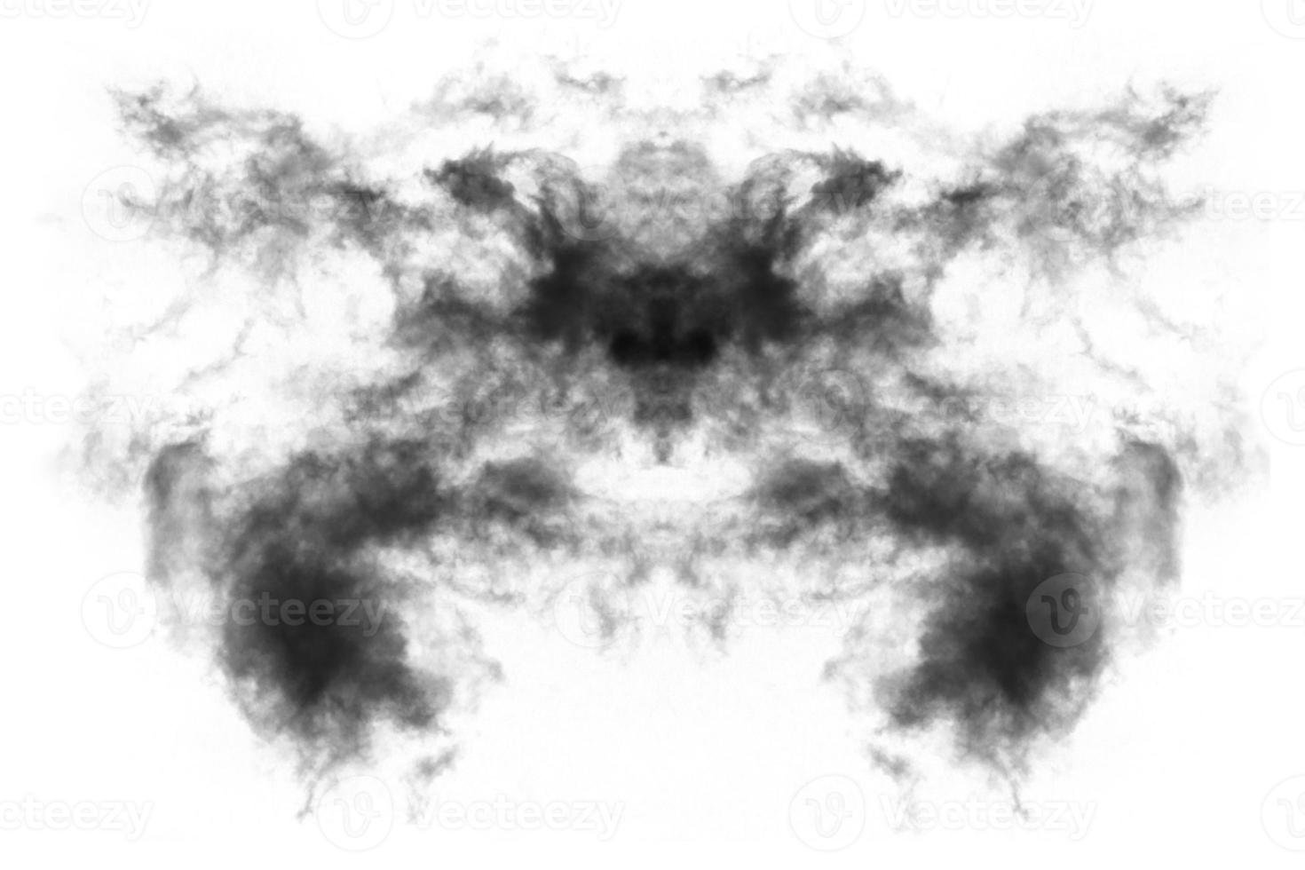 Humo texturizado,negro abstracto,aislado sobre fondo blanco. foto