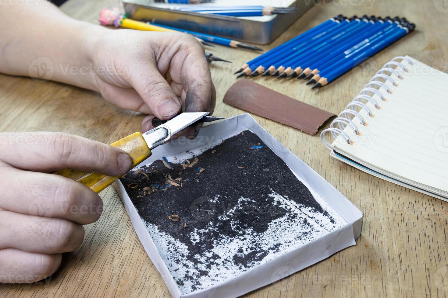 pencil sharpener by cutter knife photo