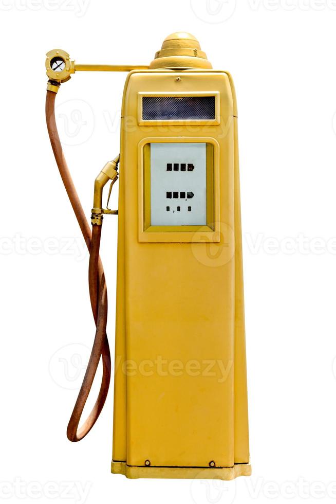 retro yellow petrol gasoline pump isolated in white background,clipping path photo