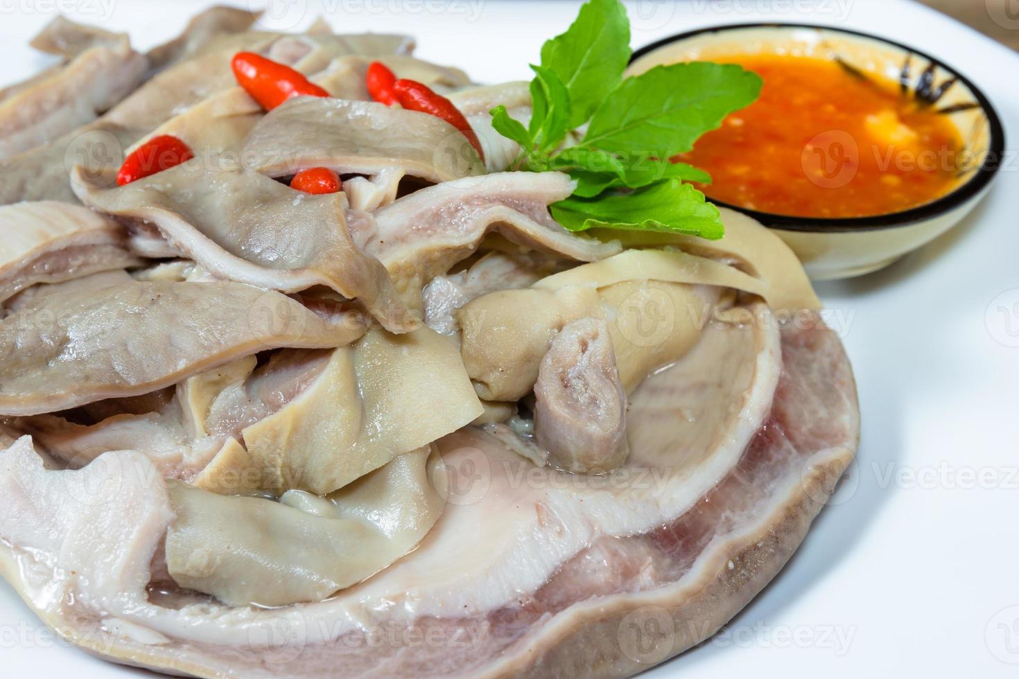 Pork stomach sliced with sauce 10713897 Stock Photo at Vecteezy