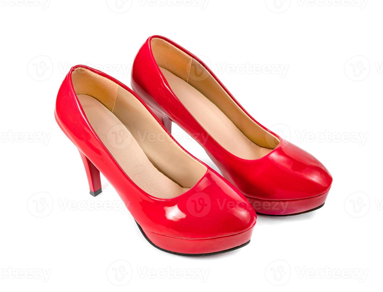 red high heels shoe isolated on white background photo