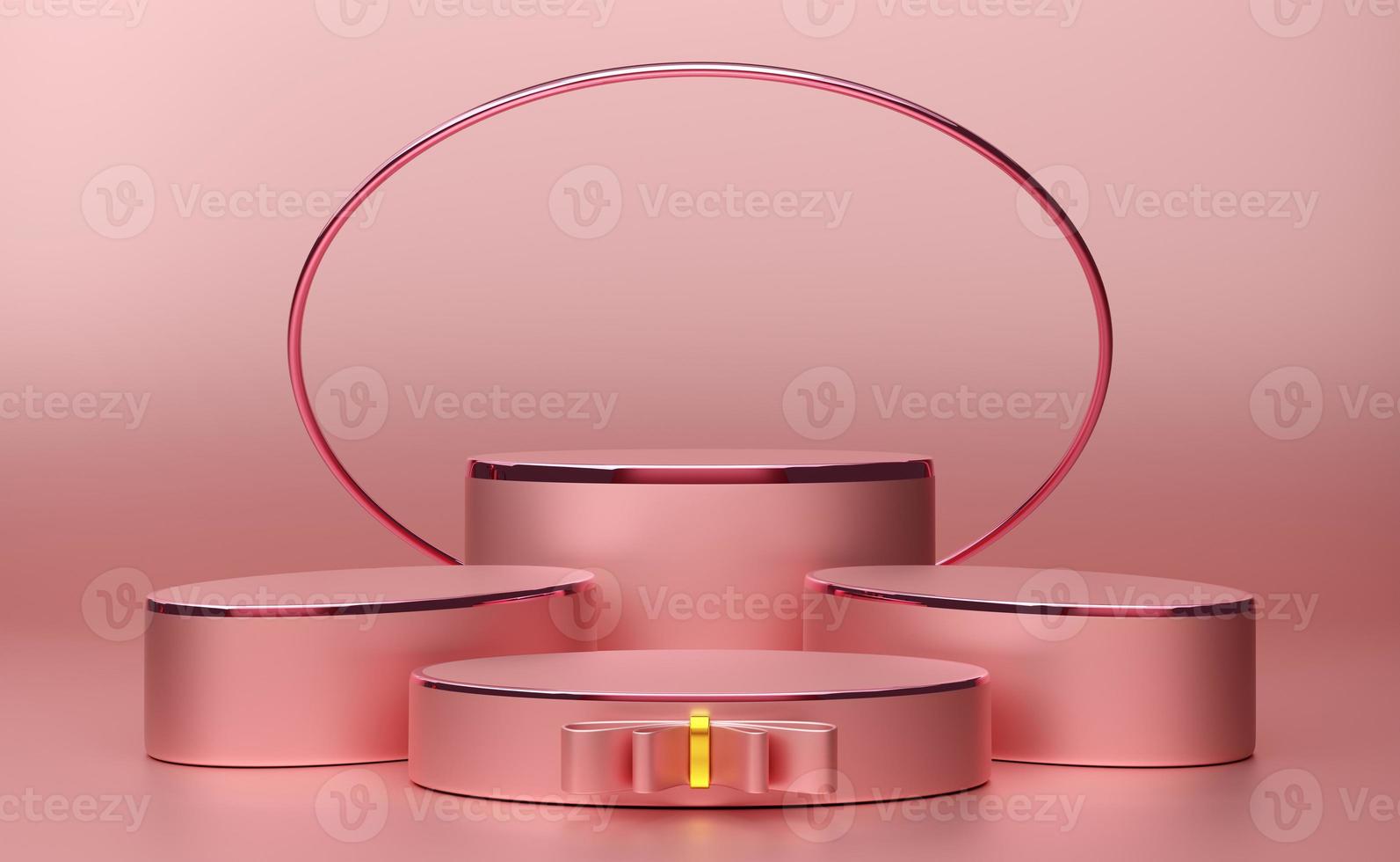 podium empty with geometric shapes in pink pastel composition for modern stage display and minimalist mockup ,abstract showcase background ,Concept 3d illustration or 3d render photo
