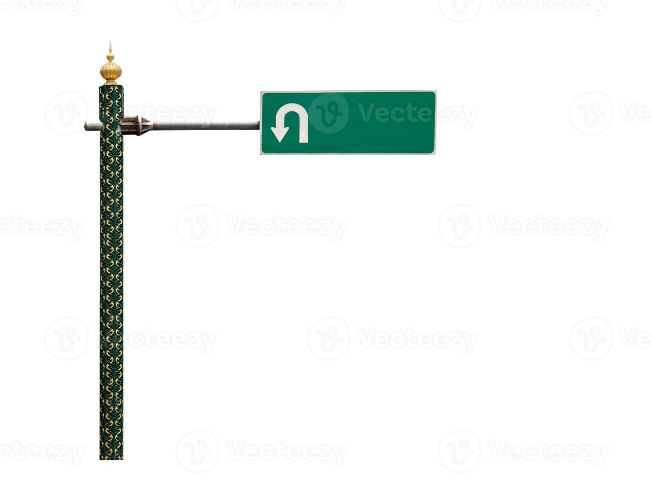 Guide post U-turn isolated on white background,clipping path photo