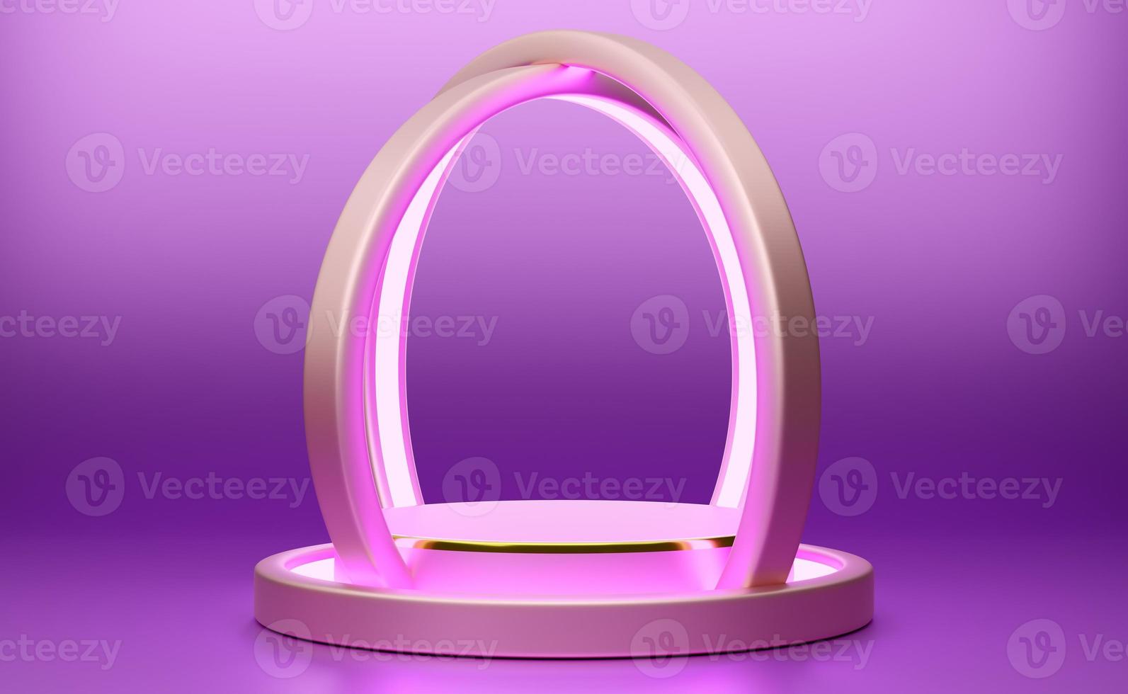 Podium empty with geometric shapes  in purple or violet composition for modern stage display and minimalist mockup ,abstract showcase background ,Concept 3d illustration or 3d render photo