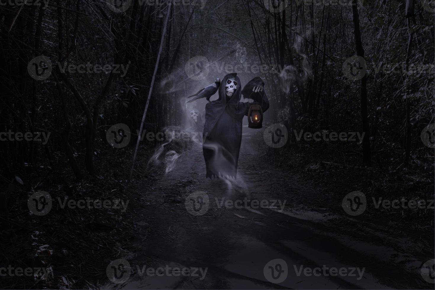 Grim Reaper in forest,Halloween day,Ghost puppet photo