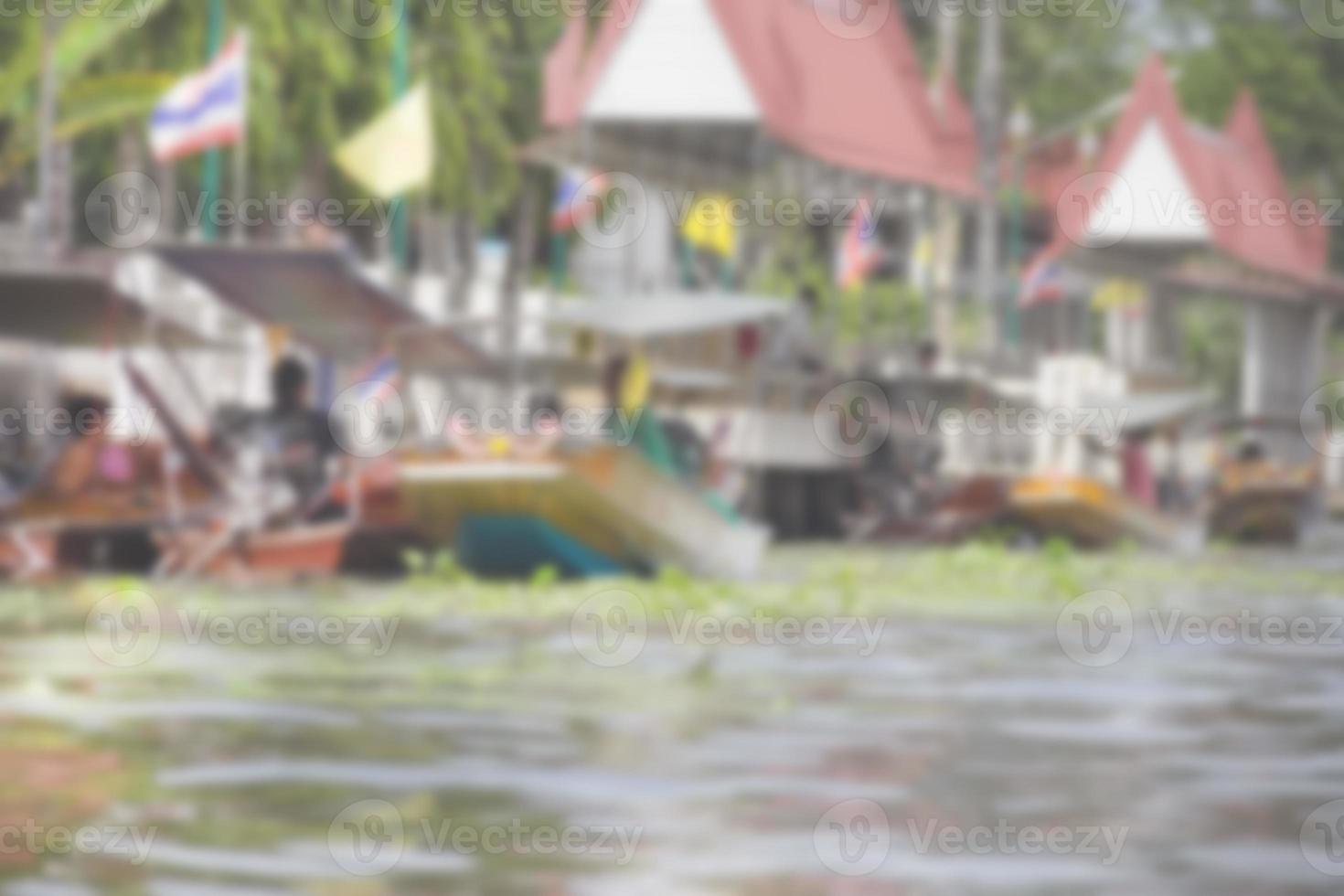 Canal in countryside with boat blur background of Illustration,Abstract Blurred photo