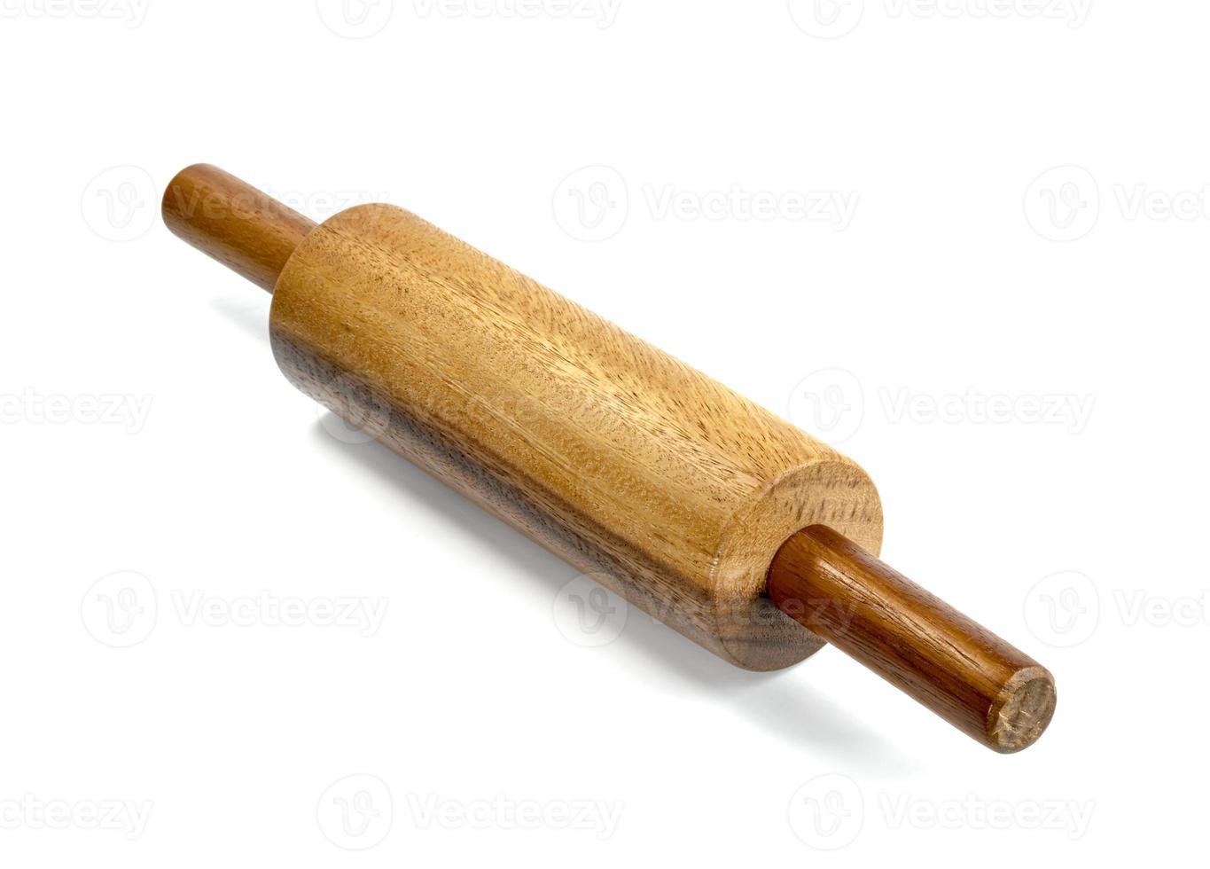 Wooden rolling pin isolated on white background photo