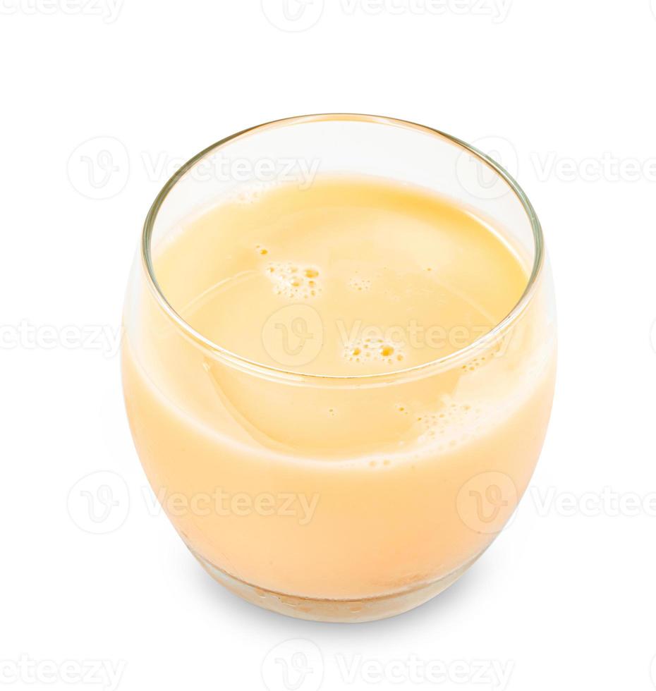 drinking yogurt mixed fruits and vegetables flavour in the glass isolated on white background ,include clipping path photo