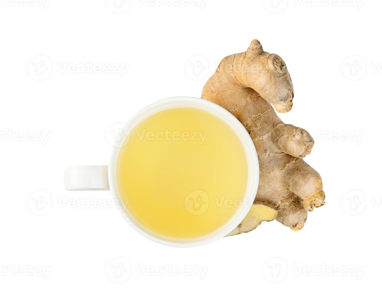 ginger tea in glass cup isolated on white background ,include clipping path photo