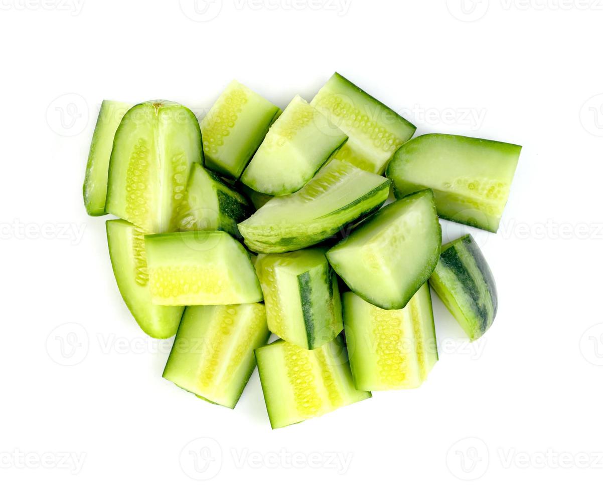 sliced Cucumber or Cucumis melo isolated on white background photo