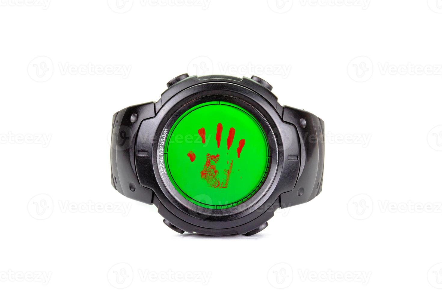 Clock stop time on white background photo