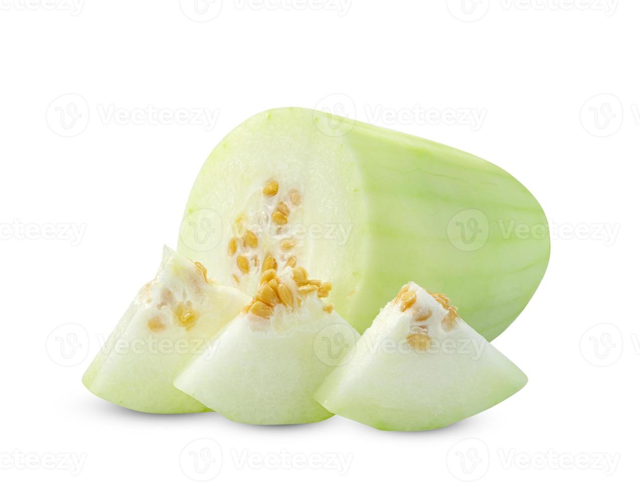 peeled winter melon sliced isolated on white background ,include clipping path photo