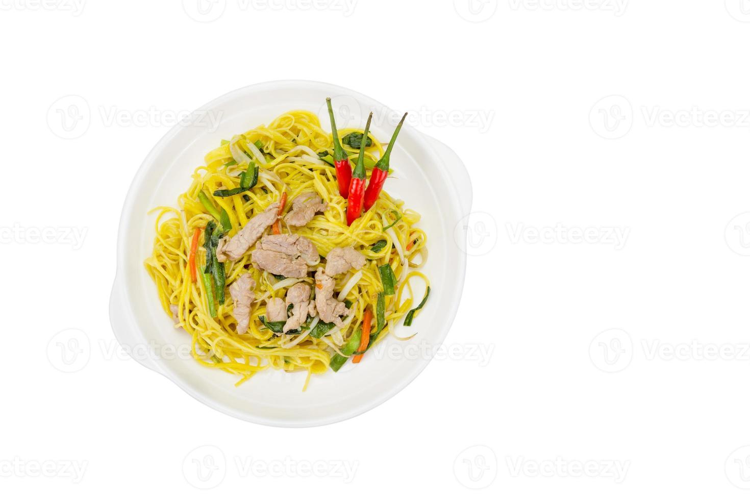 Stir fried noodles isolated on white background, Chinese food,clipping path. photo