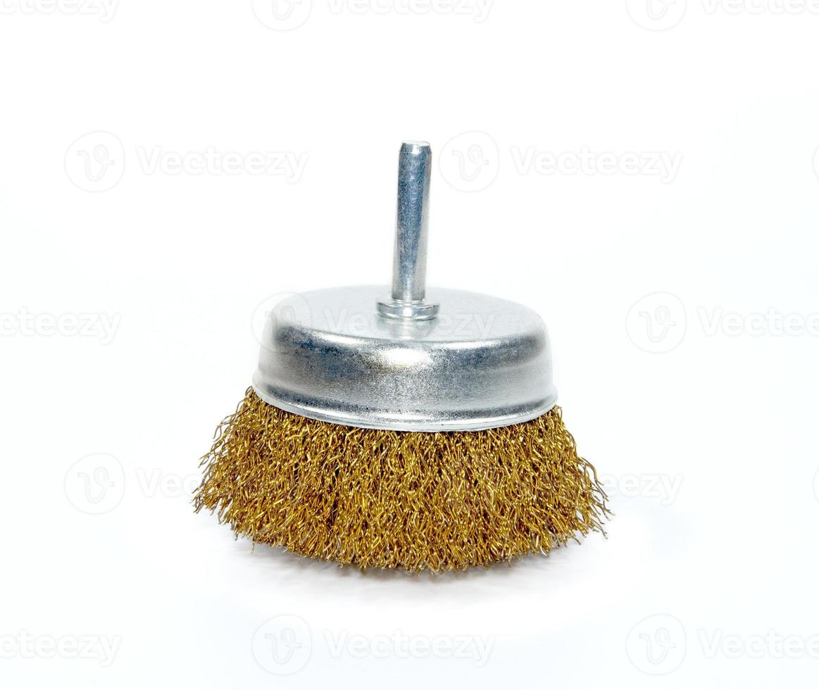 Wire brush for cleaning on white background. photo