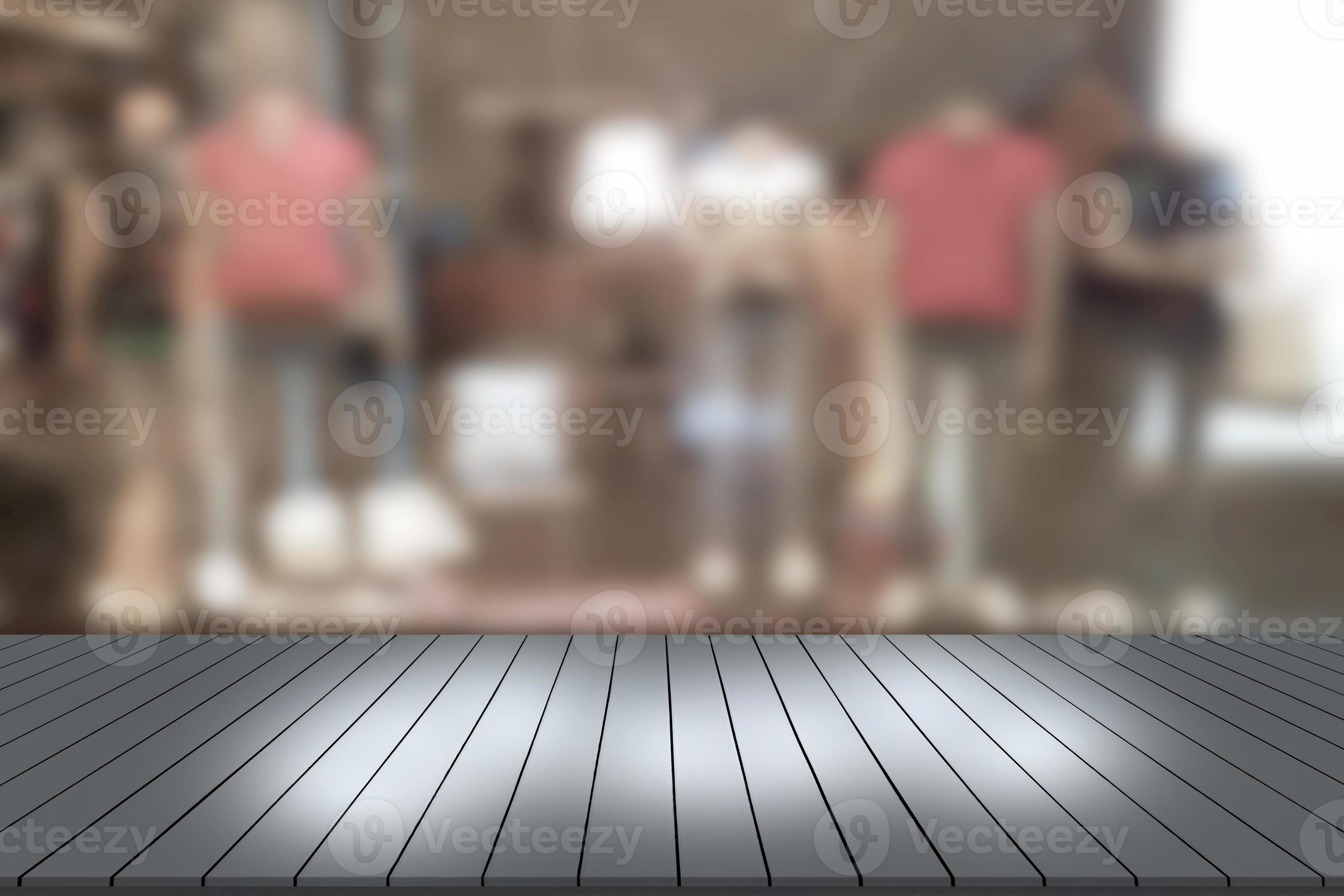 Wooden table with shopping mall blurred background,top desk 10715264