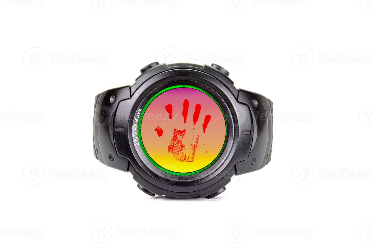 Clock stop time on white background photo