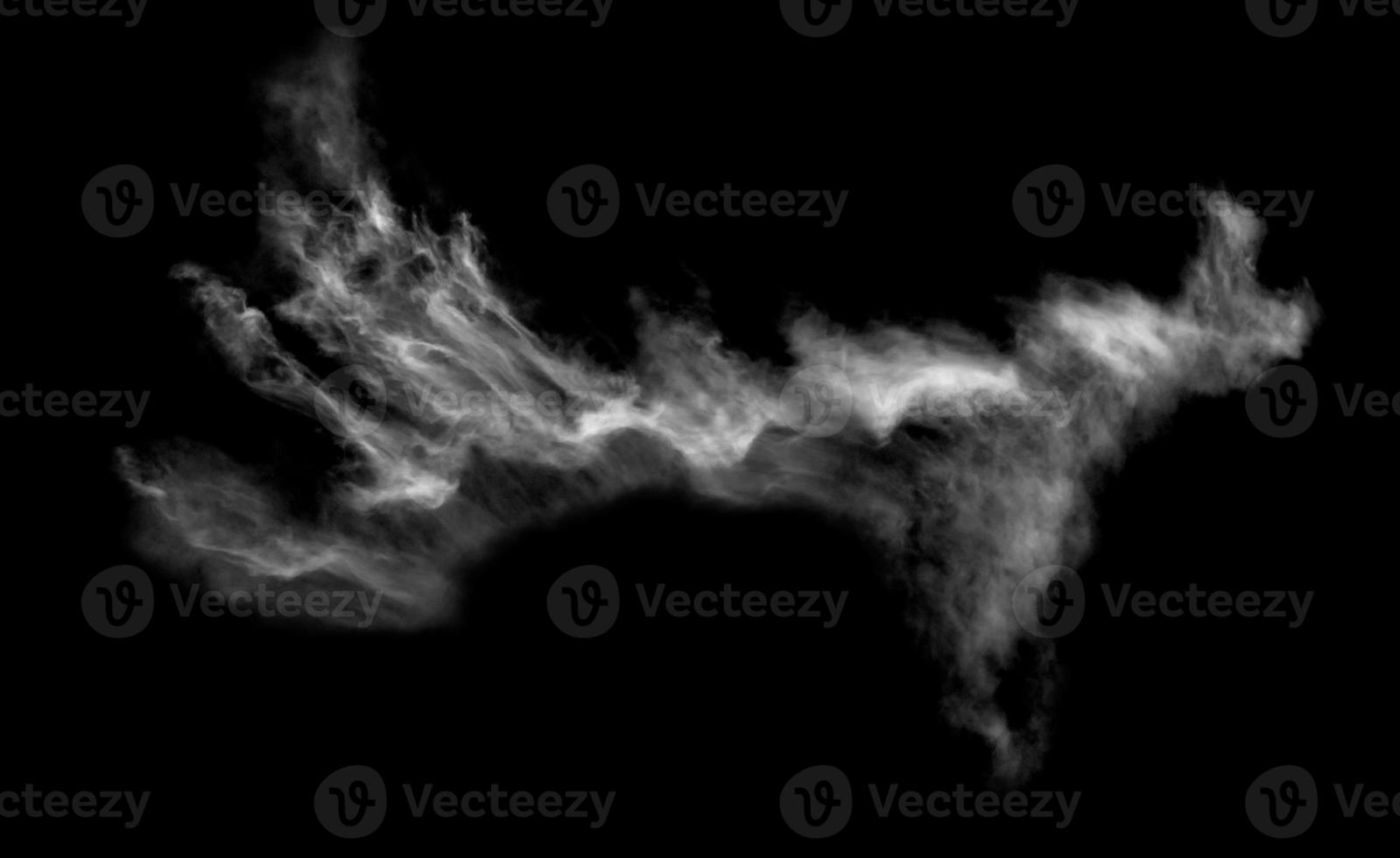 White cloud isolated on black background,Textured smoke,brush effect photo