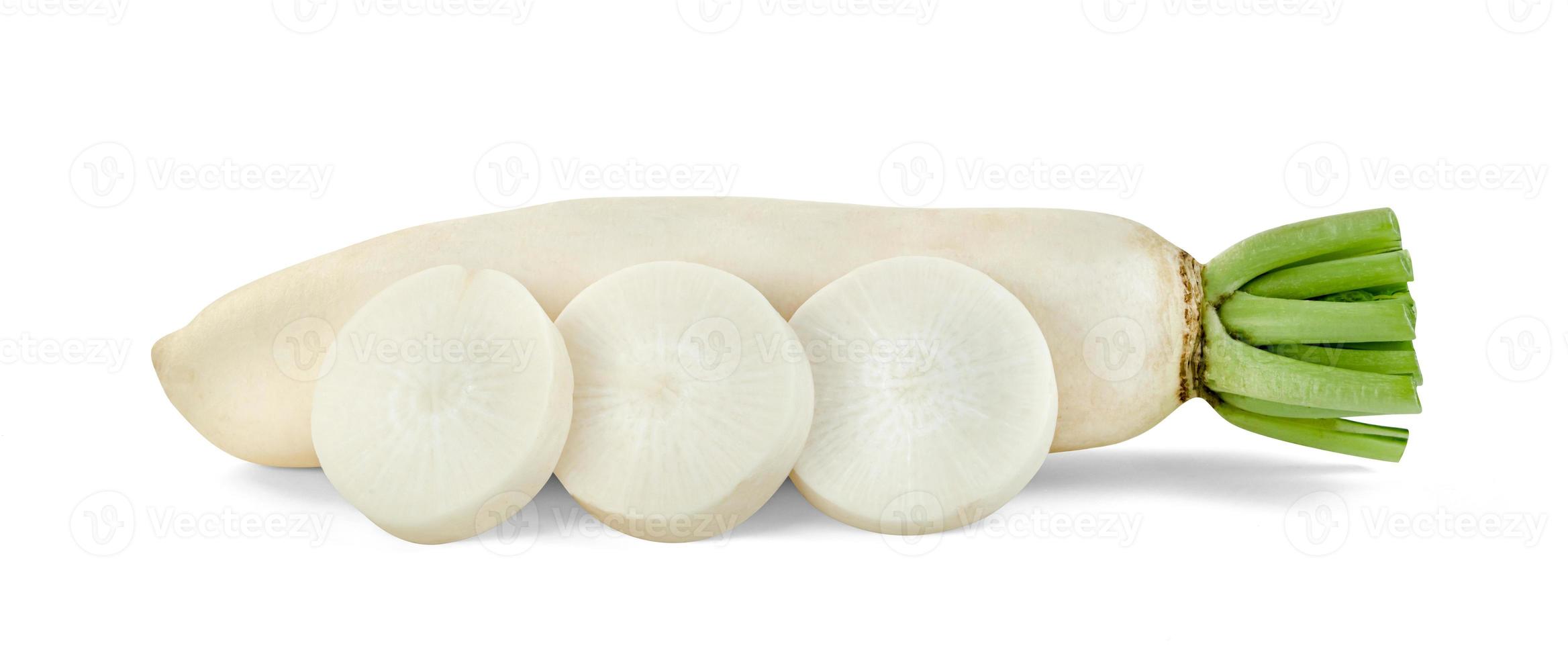 sliced Radish isolated on white background ,include clipping path photo