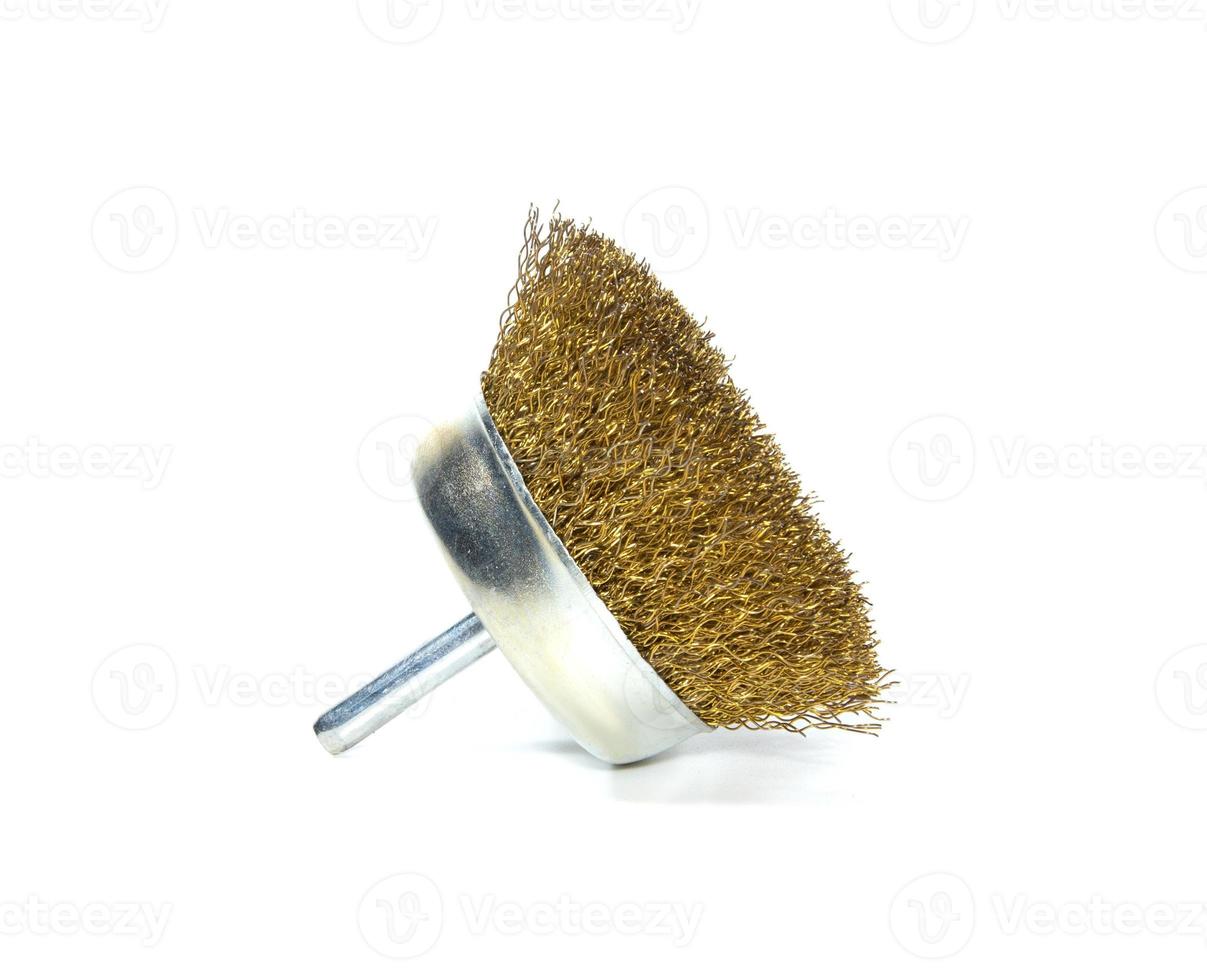 Wire brush for cleaning on white background. photo