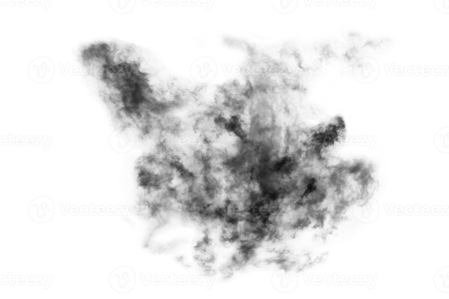 Humo texturizado,negro abstracto,aislado sobre fondo blanco. foto