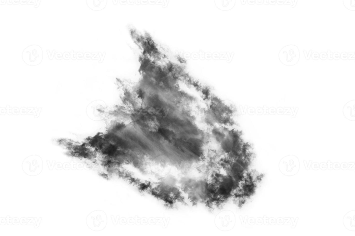 Humo texturizado,negro abstracto,aislado sobre fondo blanco. foto