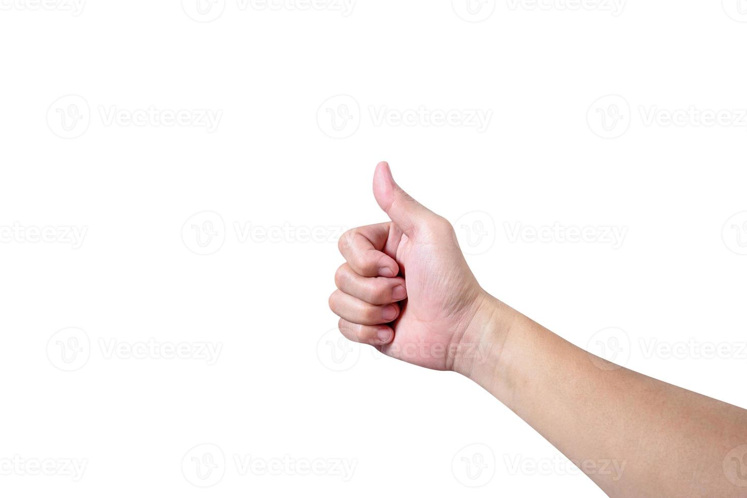 hand with thumb up isolated on white background,clipping path photo