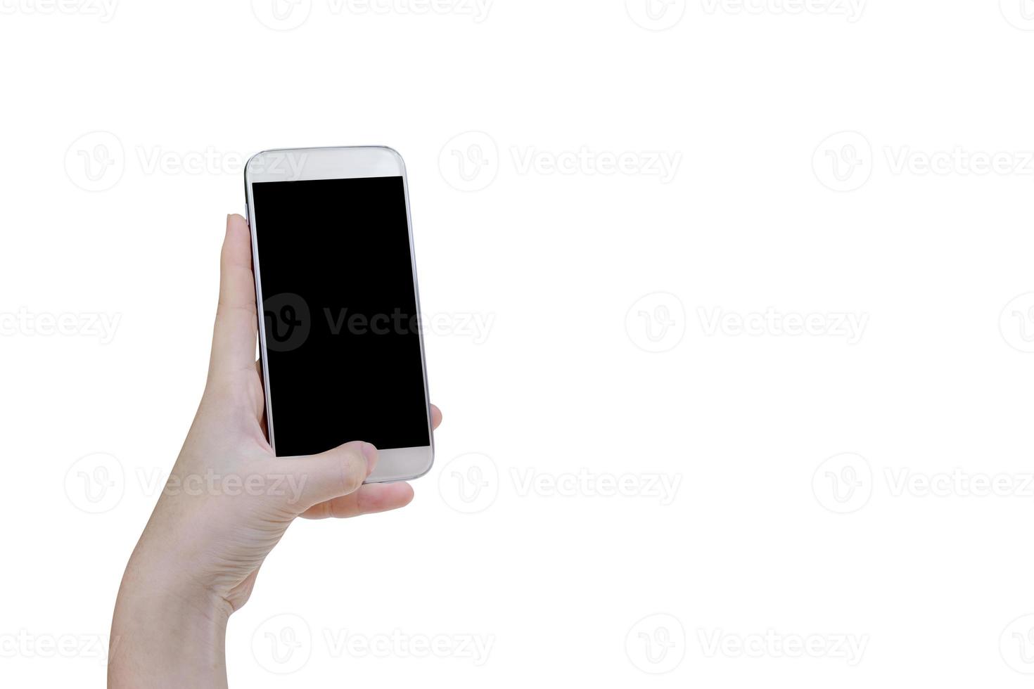 Woman using mobile smart phone isolated on white background,clipping path photo