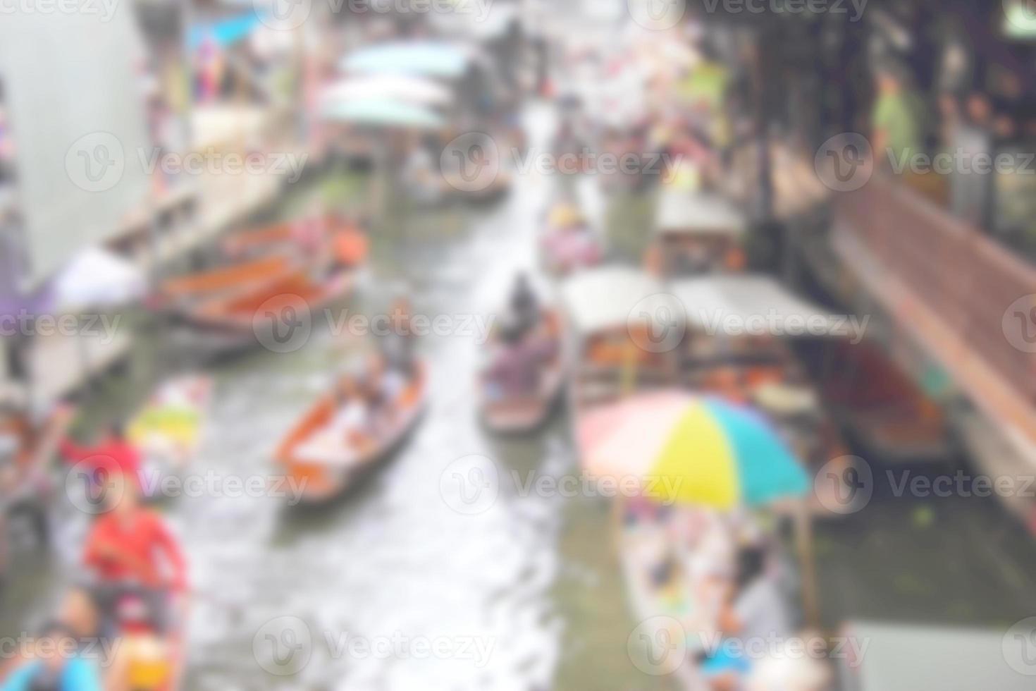 Damnoen Saduak Floating Market blur background of Illustration,Abstract Blurred Image photo