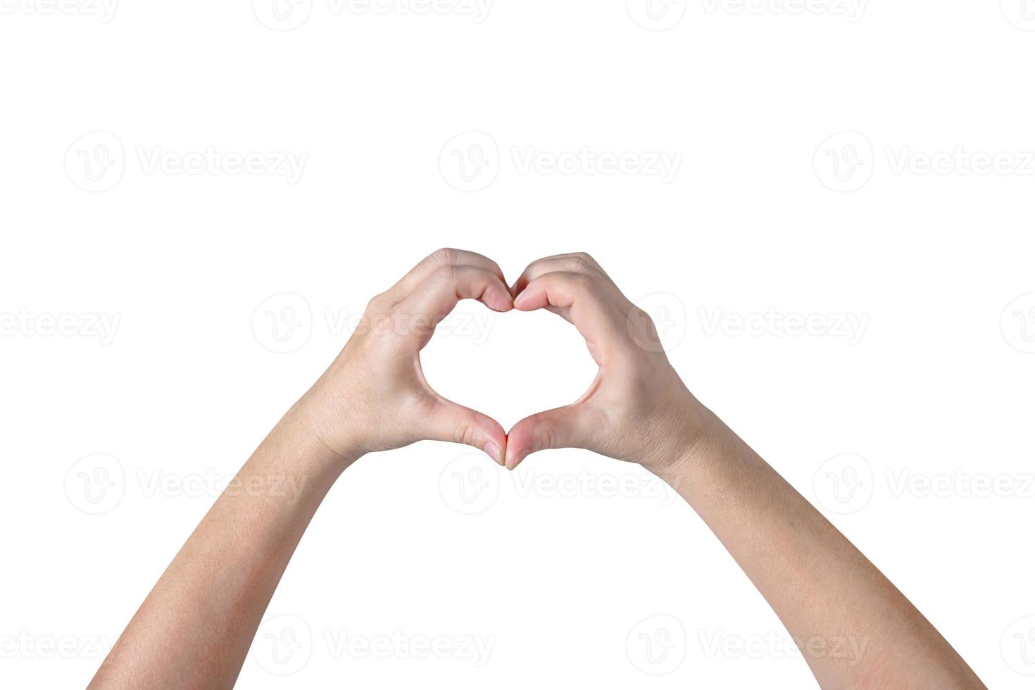 person hands making a heart shape isolated on white background,clipping path photo