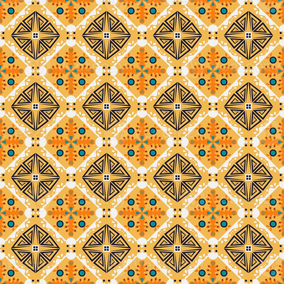 Seamless Background Retro Garden Nature Aboriginal Floral Damask Traditional Pattern Art photo