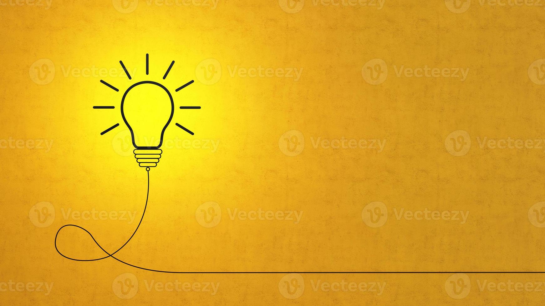 Bulb Concept for creative ideas and innovations. Light bulb idea. Light bulb 3d illustration. Light bulb creativity on yellow background photo
