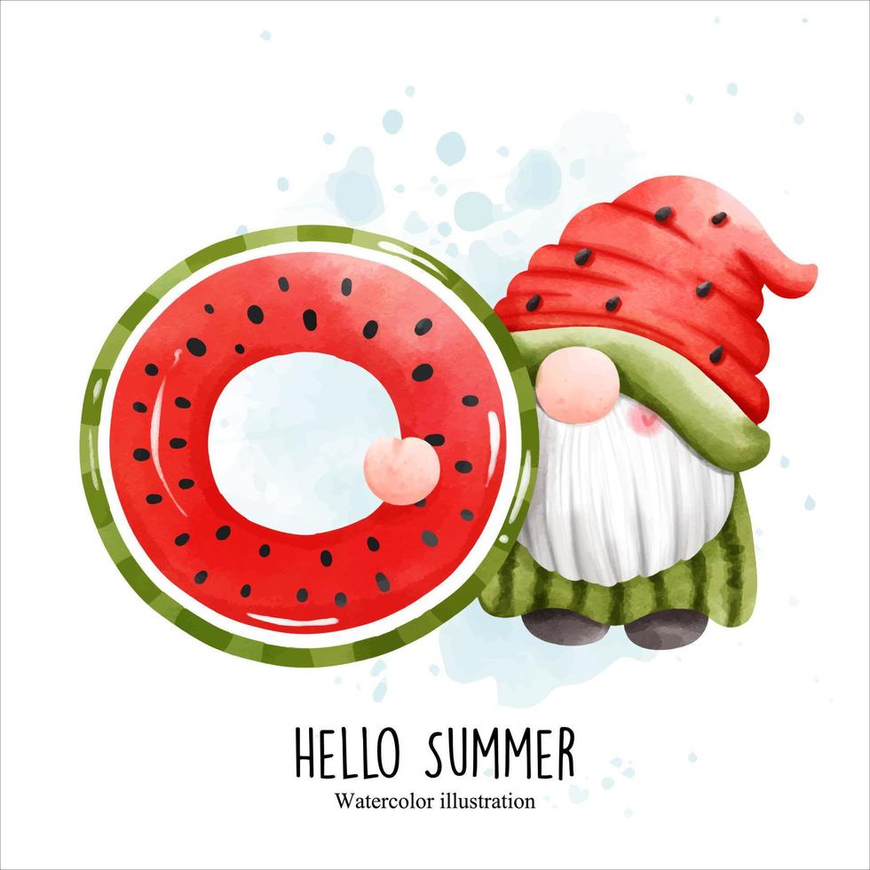 Summer gnome, Hello Summer vector illustration