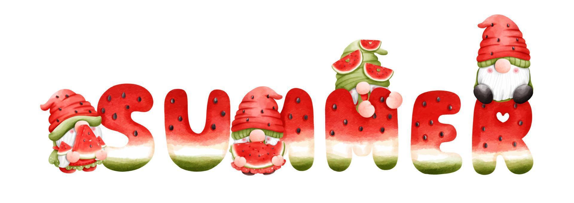 Summer gnome, Hello Summer vector illustration