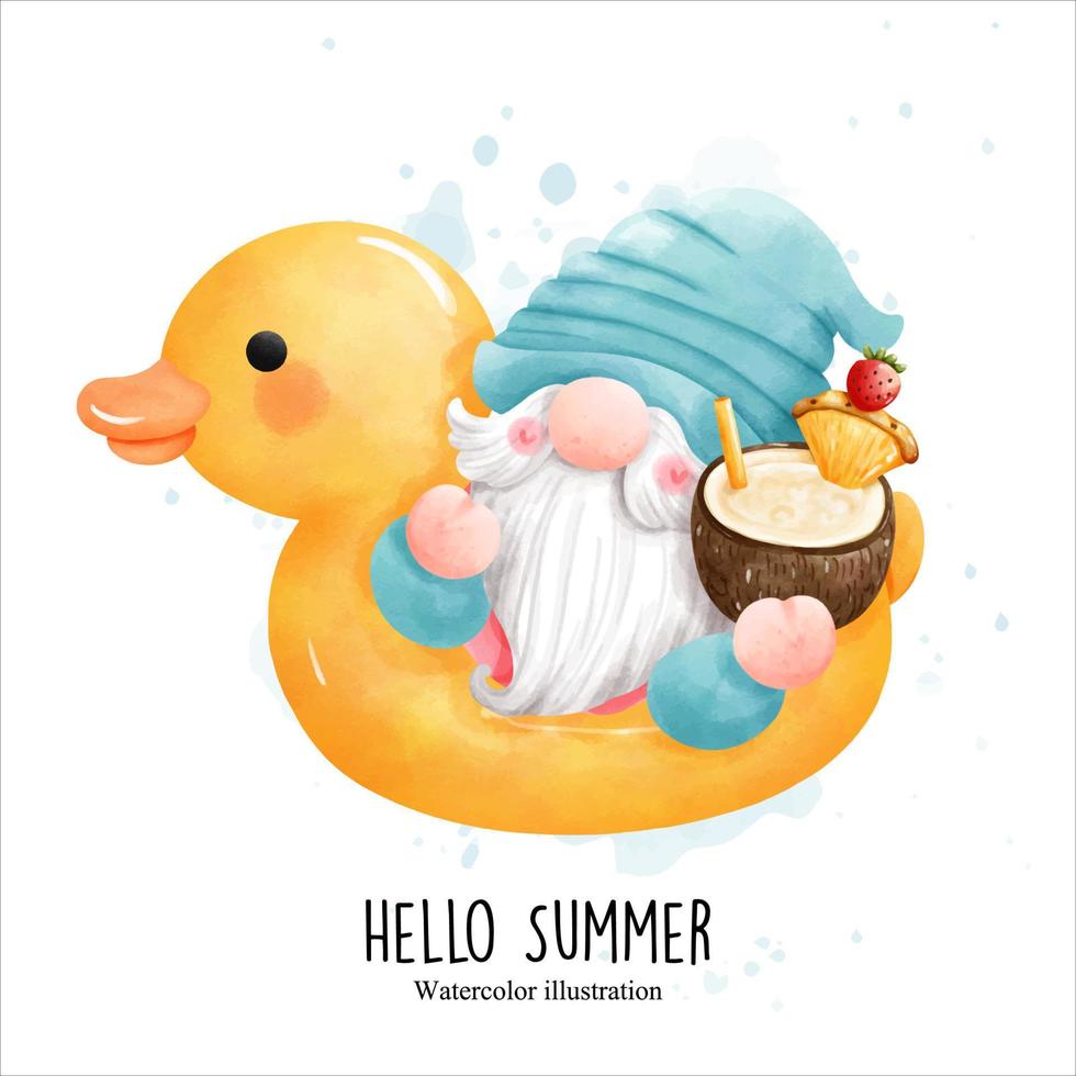 Summer gnome, Hello Summer vector illustration