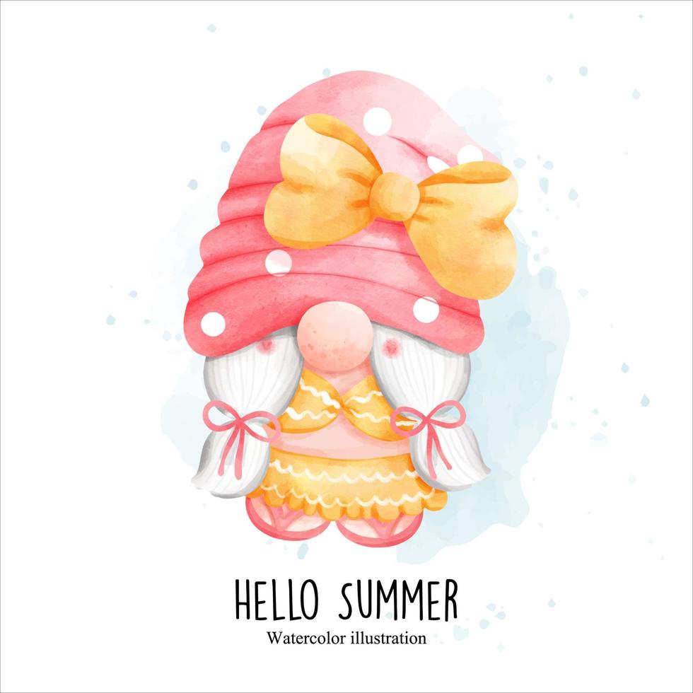 Summer gnome, Hello Summer vector illustration