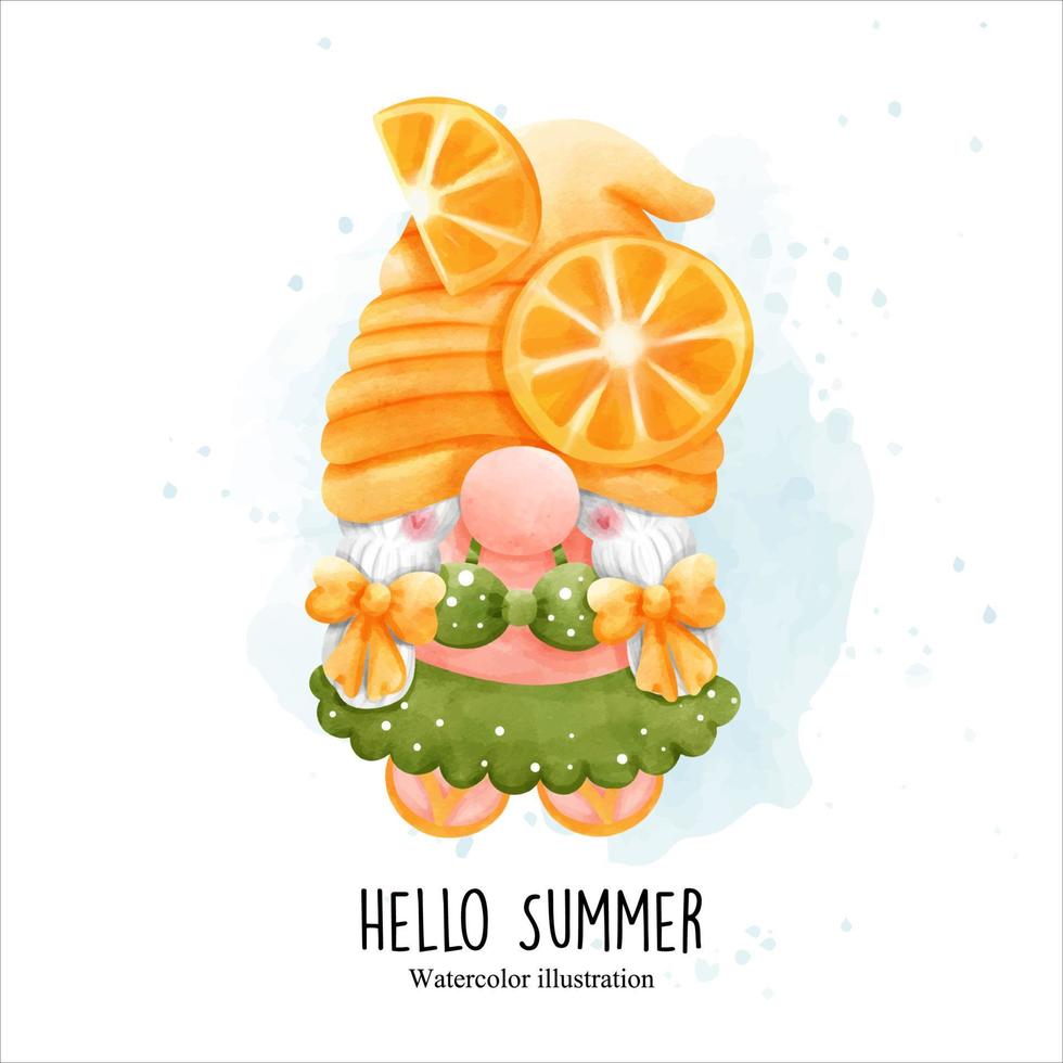 Summer gnome, Hello Summer vector illustration